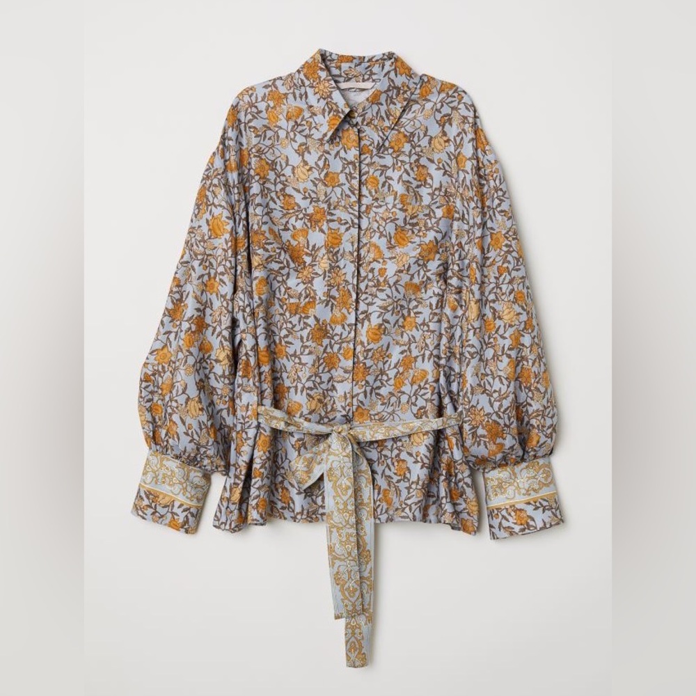 H&M floral buttondown blouse retro 90s Paisley